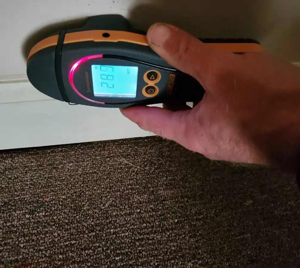 Moisture detection at baseboard during Sewage Cleanup & Sanitation in Lancaster